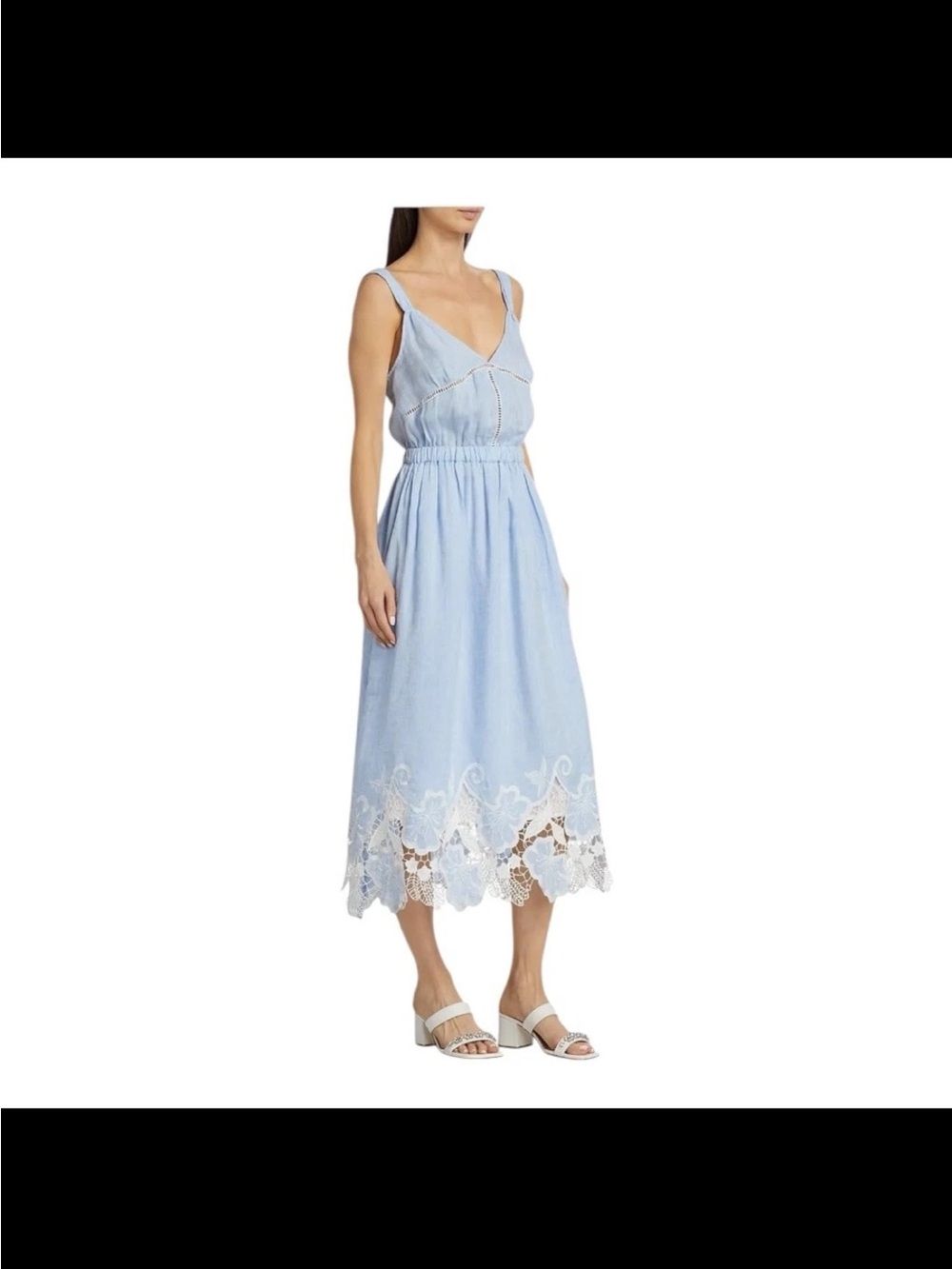 Ramy Brook Aubriella Lace Hem Linen Midi Sundress XS
